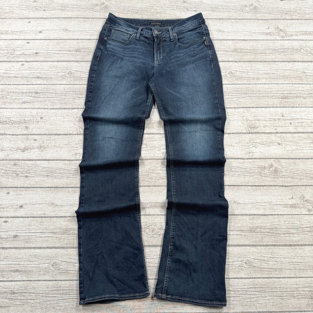 Silver Jeans Women's 30x37 Blue Denim Suki Slim Fit Bootcut Dark Wash Mid Rise